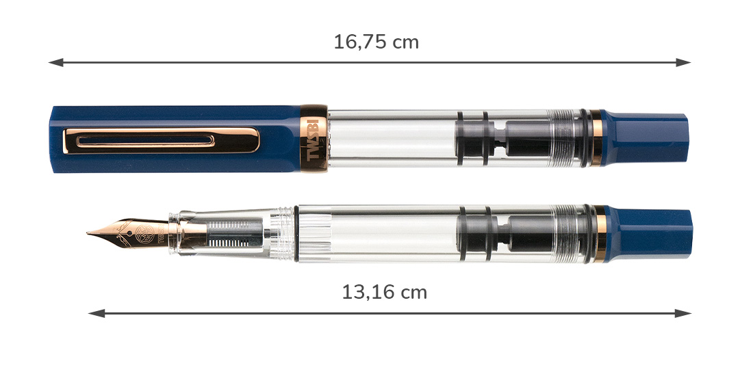 TWSBI pistove pero _indigo blue_rozmer